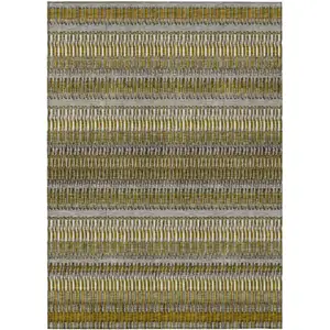 Photo of Coffee Striped Washable Non Skid Indoor Outdoor Area Rug