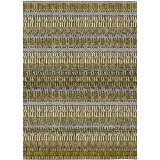 Coffee Striped Washable Non Skid Indoor Outdoor Area Rug Photo 2