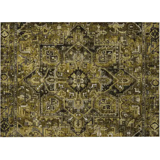 Coffee and Gray Oriental Washable Non Skid Indoor Outdoor Area Rug Photo 4