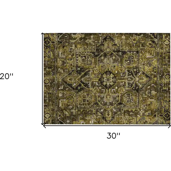 Coffee and Gray Oriental Washable Non Skid Indoor Outdoor Area Rug Photo 3