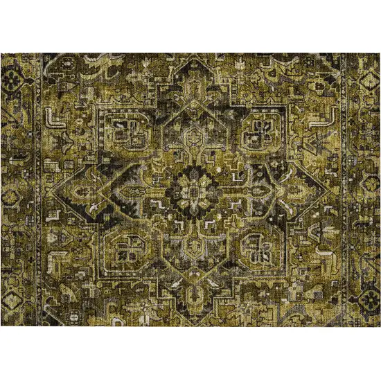 Coffee and Gray Oriental Washable Non Skid Indoor Outdoor Area Rug Photo 2