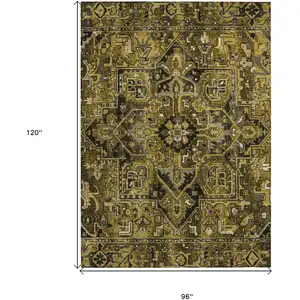 Photo of Coffee and Gray Oriental Washable Non Skid Indoor Outdoor Area Rug