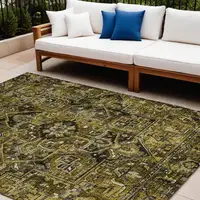 Photo of Coffee and Gray Oriental Washable Non Skid Indoor Outdoor Area Rug