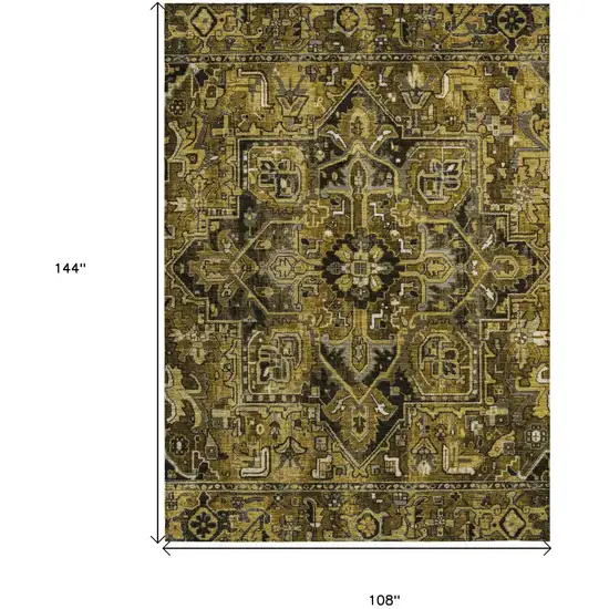 Coffee and Gray Oriental Washable Non Skid Indoor Outdoor Area Rug Photo 3