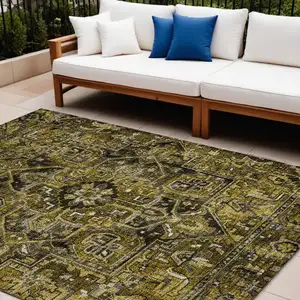 Photo of Coffee and Gray Oriental Washable Non Skid Indoor Outdoor Area Rug