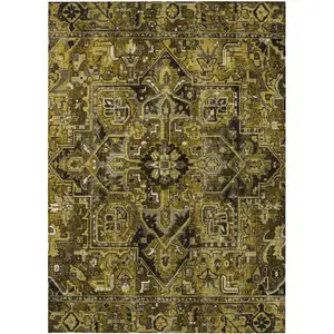 Photo of Coffee and Gray Oriental Washable Non Skid Indoor Outdoor Area Rug