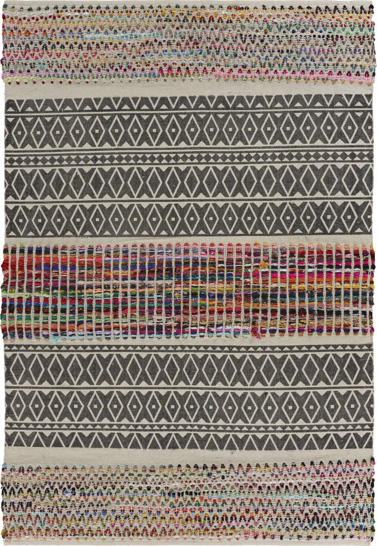 Colorful Traditional Chindi Area Rug Photo 1