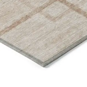 Photo of Copper And Brown Geometric Washable Indoor Outdoor Area Rug