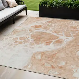 Photo of Copper And Ivory Nautical Washable Indoor Outdoor Area Rug