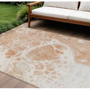 Photo of Copper And Ivory Nautical Washable Indoor Outdoor Area Rug