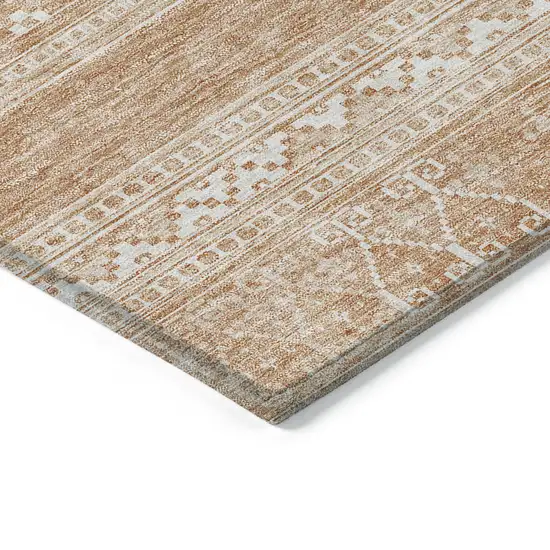 Copper And Ivory Southwestern Washable Indoor Outdoor Area Rug Photo 3