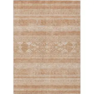 Photo of Copper And Ivory Southwestern Washable Indoor Outdoor Area Rug