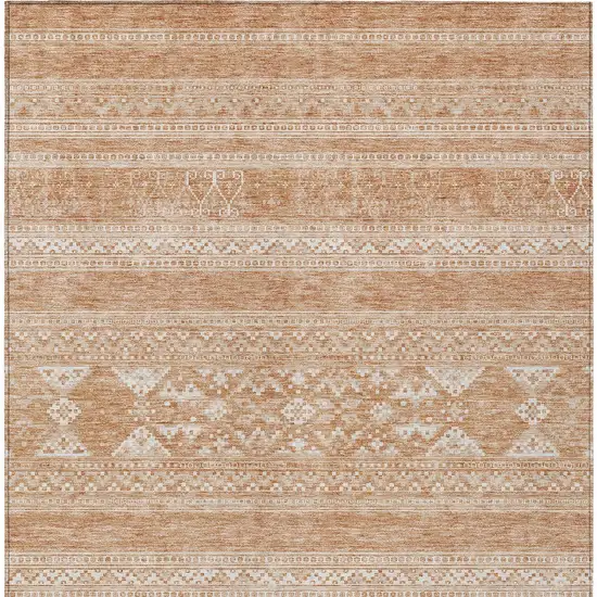 Copper And Ivory Southwestern Washable Indoor Outdoor Area Rug Photo 4