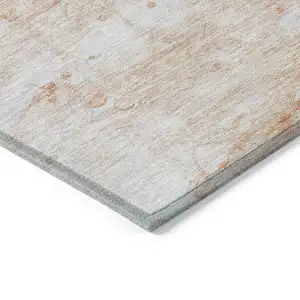 Photo of Copper Beige And Silver Abstract Washable Indoor Outdoor Area Rug