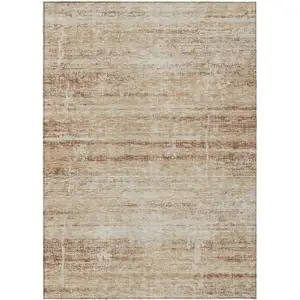 Photo of Copper Beige And Taupe Abstract Washable Indoor Outdoor Area Rug