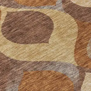 Photo of Copper Beige And Taupe Ogee Washable Indoor Outdoor Area Rug