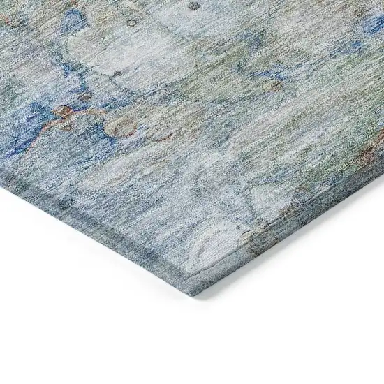 Copper Blue And Artichoke Green Abstract Washable Indoor Outdoor Area Rug Photo 3