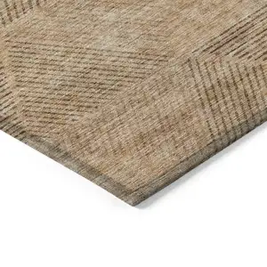 Photo of Copper Brown And Terra Cotta Geometric Washable Indoor Outdoor Area Rug