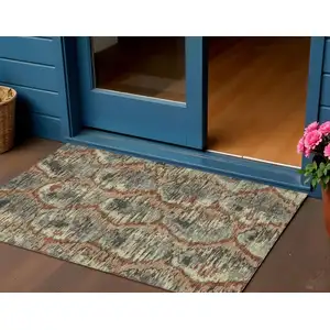 Photo of Copper Gray And Charcoal Abstract Washable Indoor Outdoor Area Rug