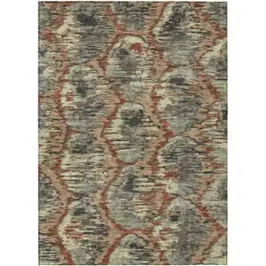 Photo of Copper Gray And Charcoal Abstract Washable Indoor Outdoor Area Rug