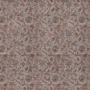 Photo of Copper Gray And Silver Floral Washable Indoor Outdoor Area Rug