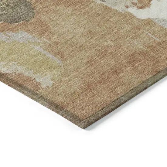 Copper Ivory And Brown Abstract Washable Indoor Outdoor Area Rug Photo 5