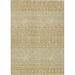 Photo of Copper Ivory And Olive Green Tribal Washable Indoor Outdoor Area Rug