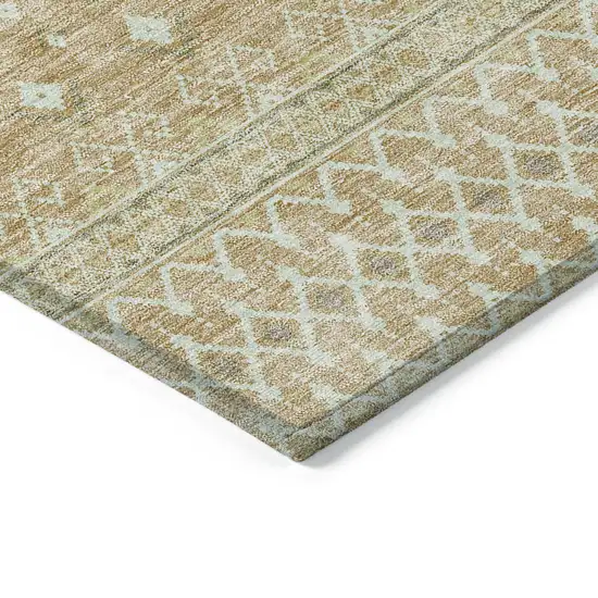 Copper Ivory And Olive Green Tribal Washable Indoor Outdoor Area Rug Photo 2