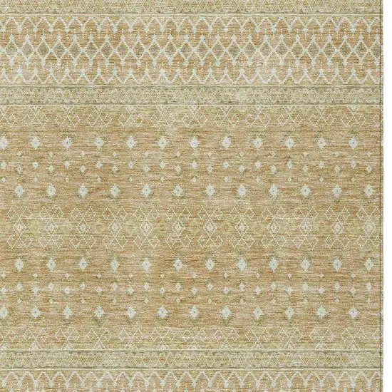 Copper Ivory And Olive Green Tribal Washable Indoor Outdoor Area Rug Photo 4