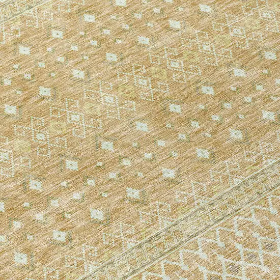 Copper Ivory And Olive Green Tribal Washable Indoor Outdoor Area Rug Photo 3