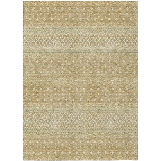 Copper Ivory And Olive Green Tribal Washable Indoor Outdoor Area Rug Photo 1