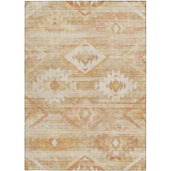 Copper Terra Cotta And Ivory Southwestern Washable Indoor Outdoor Area Rug Photo 7