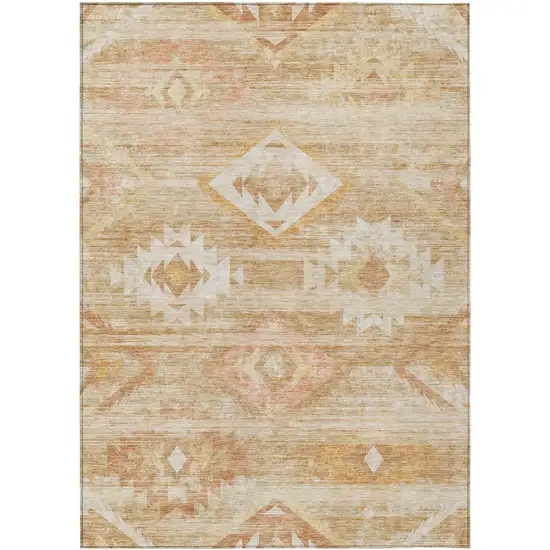 Copper Terra Cotta And Ivory Southwestern Washable Indoor Outdoor Area Rug Photo 2