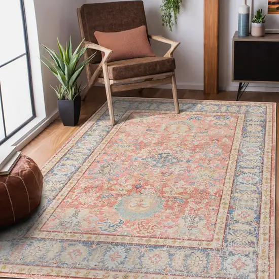 Coral Floral Power Loom Area Rug Photo 6