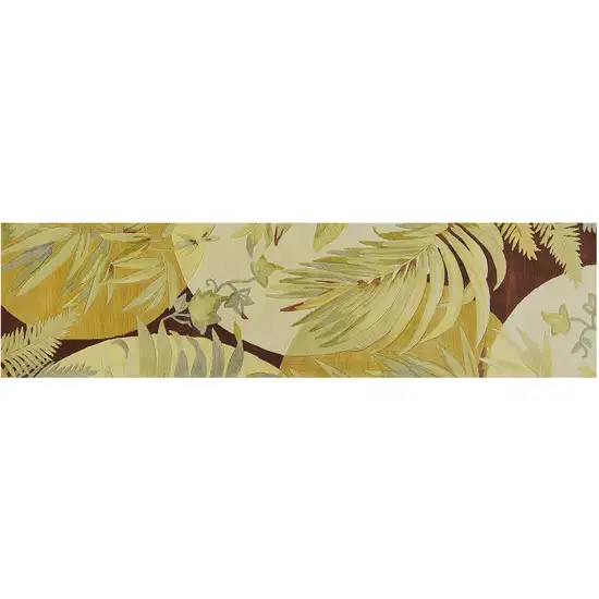 Coral Ivory Hand Tufted Tropical Plants Indoor Runner Rug Photo 2