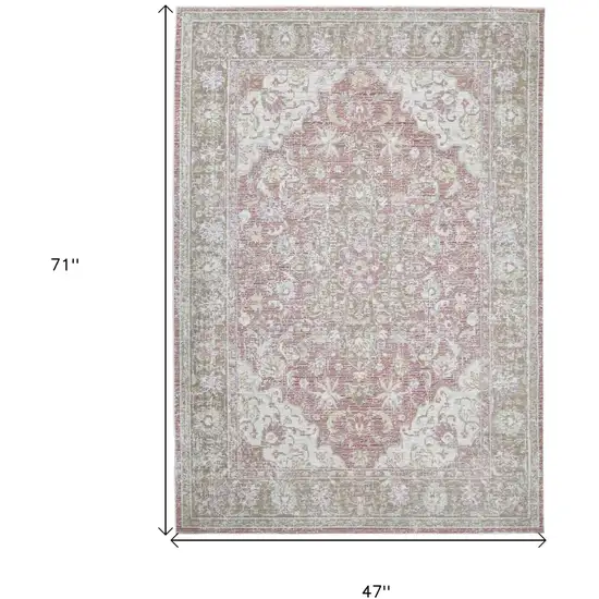 Coral Medallion Power Loom Area Rug Photo 7