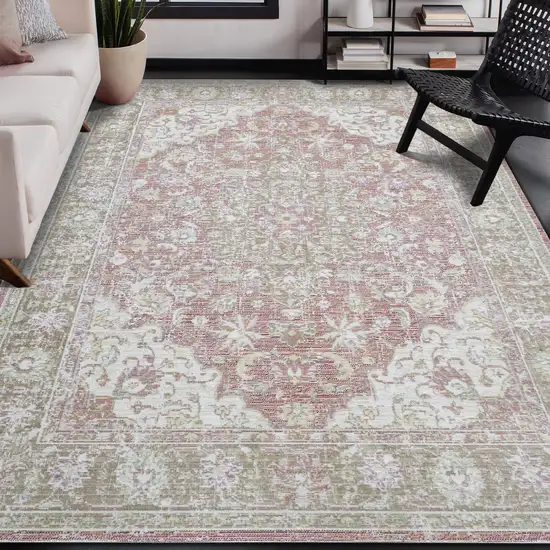 Coral Medallion Power Loom Area Rug Photo 6