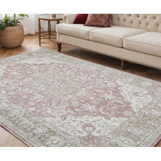 Sage and Gray Medallion Power Loom Area Rug Photo 1