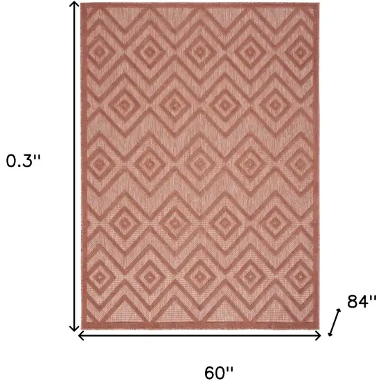 Coral Orange Argyle Indoor Outdoor Area Rug Photo 5