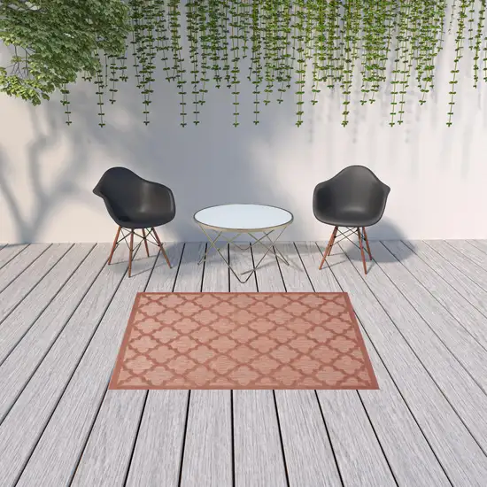 Coral Orange Ikat Indoor Outdoor Area Rug Photo 2