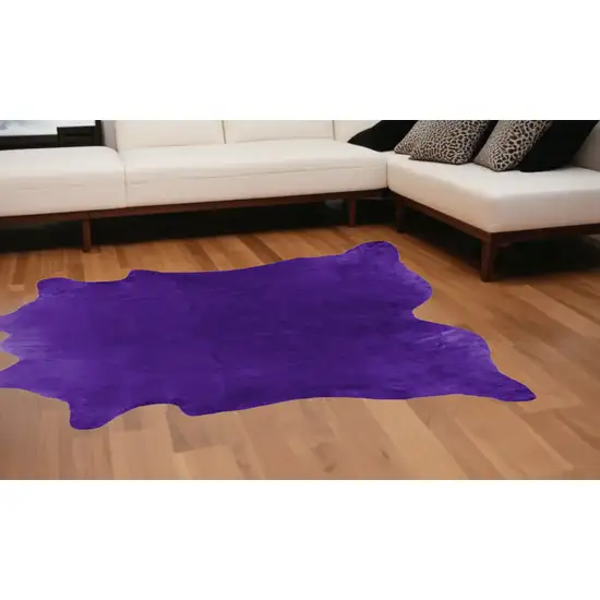 Purple Cowhide Hand Knotted Area Rug Photo 1