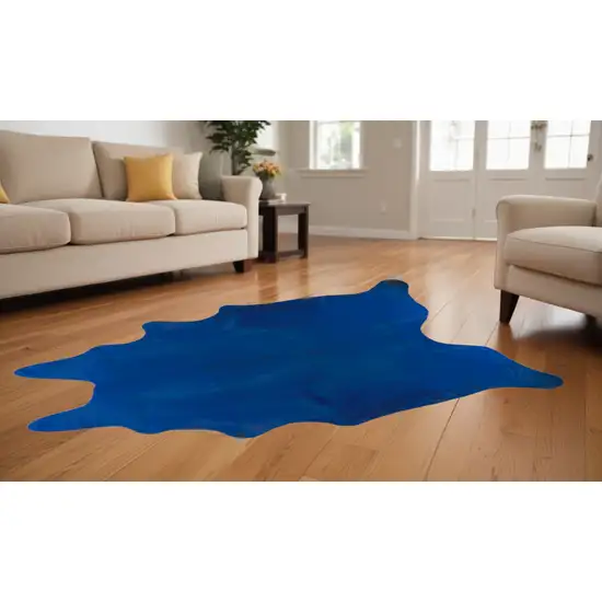 Cobalt Cowhide Hand Knotted Area Rug Photo 1