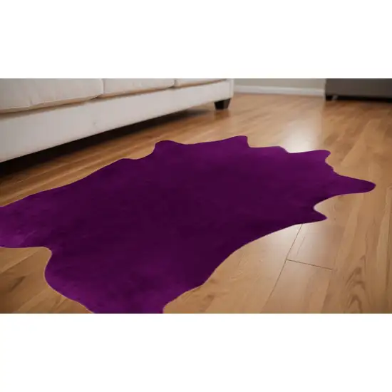 Purple Cowhide Hand Knotted Area Rug Photo 1