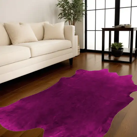 Purple Cowhide Hand Knotted Area Rug Photo 1