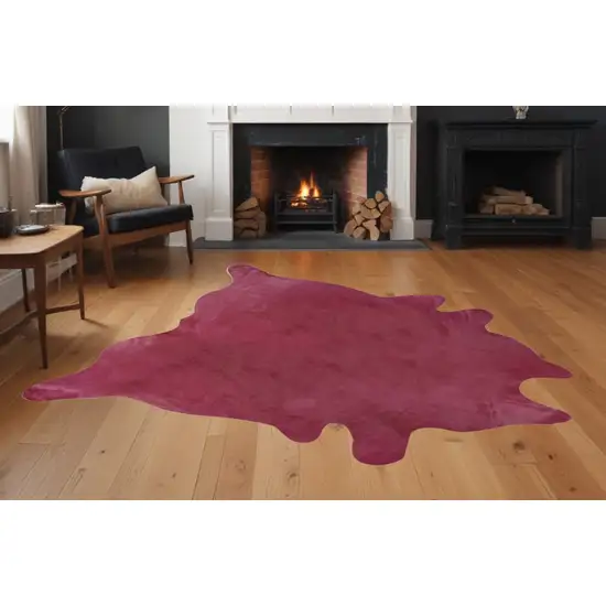 Fuchsia Cowhide Hand Knotted Area Rug Photo 1