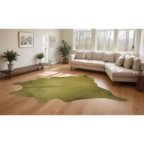 Lime Green Cowhide Hand Knotted Area Rug Photo 1