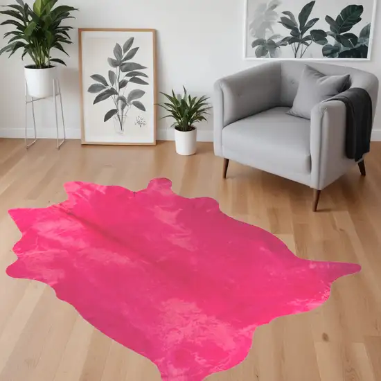 Pink Cowhide Hand Knotted Area Rug Photo 1