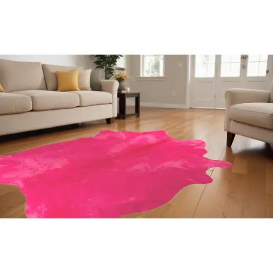 Pink Cowhide Hand Knotted Area Rug Photo 1