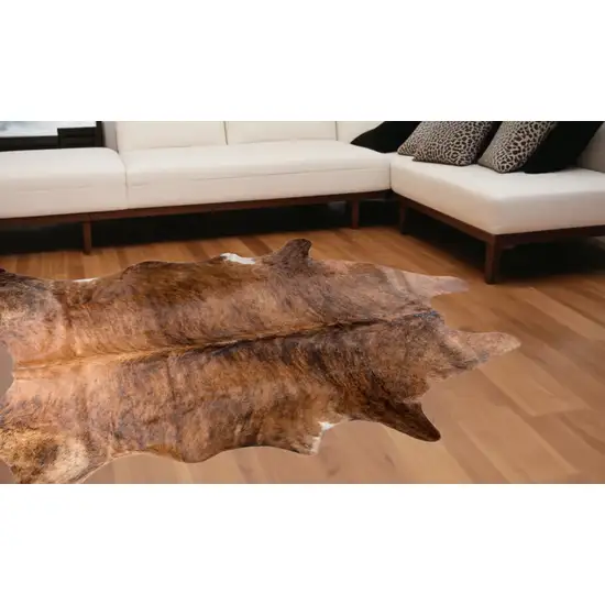 Brown Cowhide Hand Knotted Area Rug Photo 1