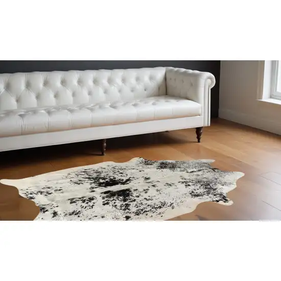 Black and White Cowhide Hand Knotted Area Rug Photo 1